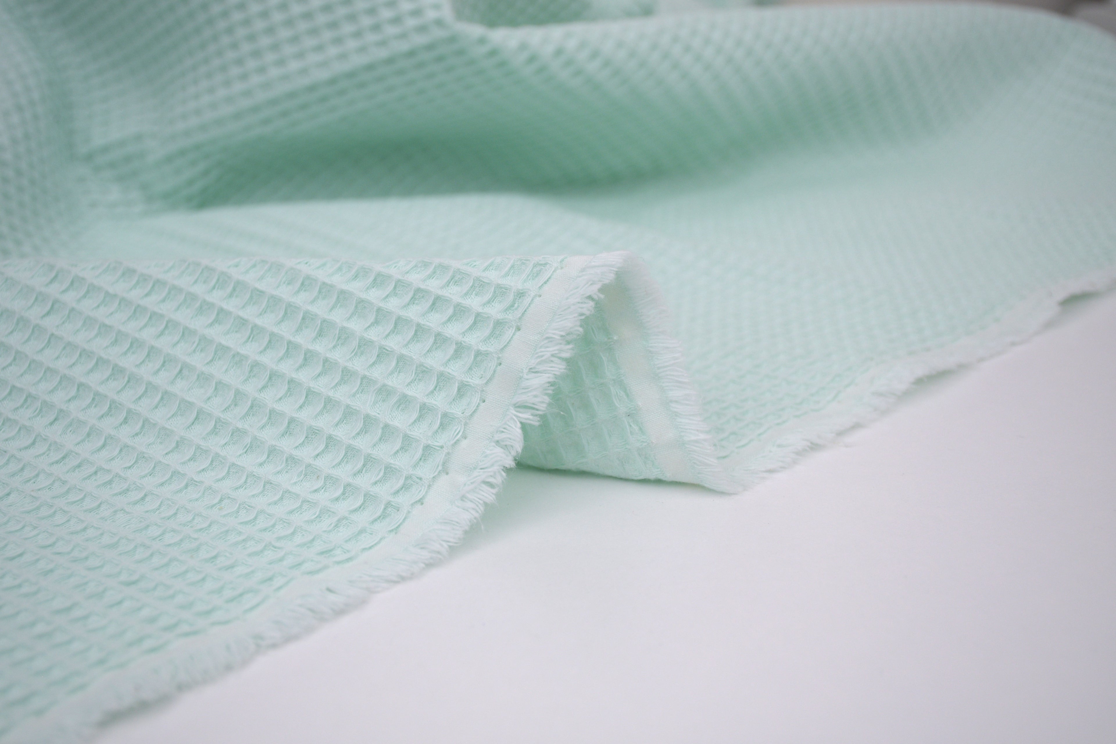 100% Cotton Waffle Fabric - Pastel Mint
