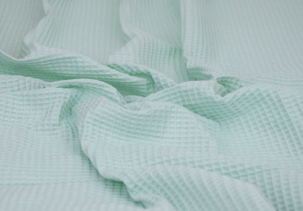 100% Cotton Waffle Fabric - Pastel Mint
