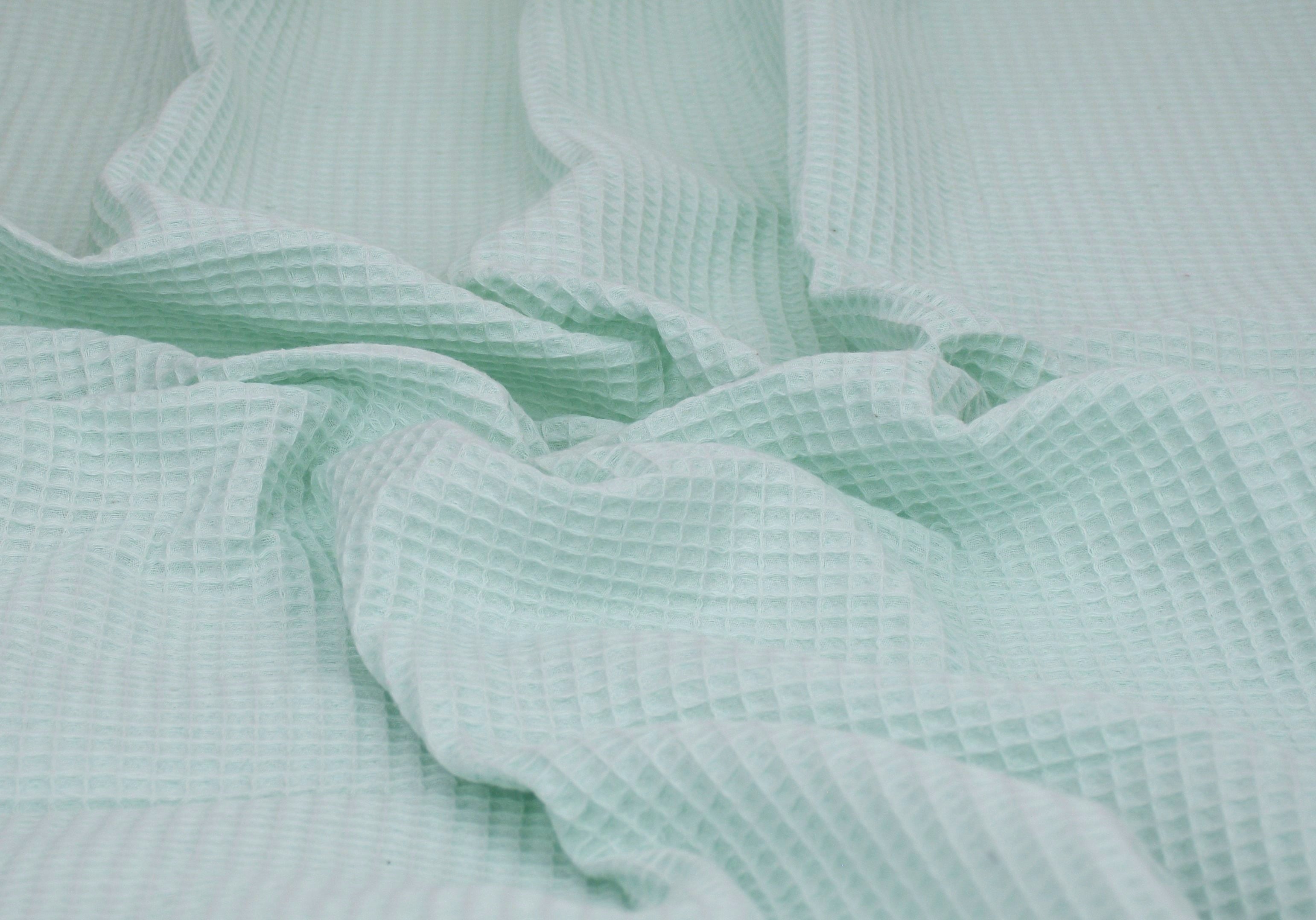100% Cotton Waffle Fabric - Pastel Mint