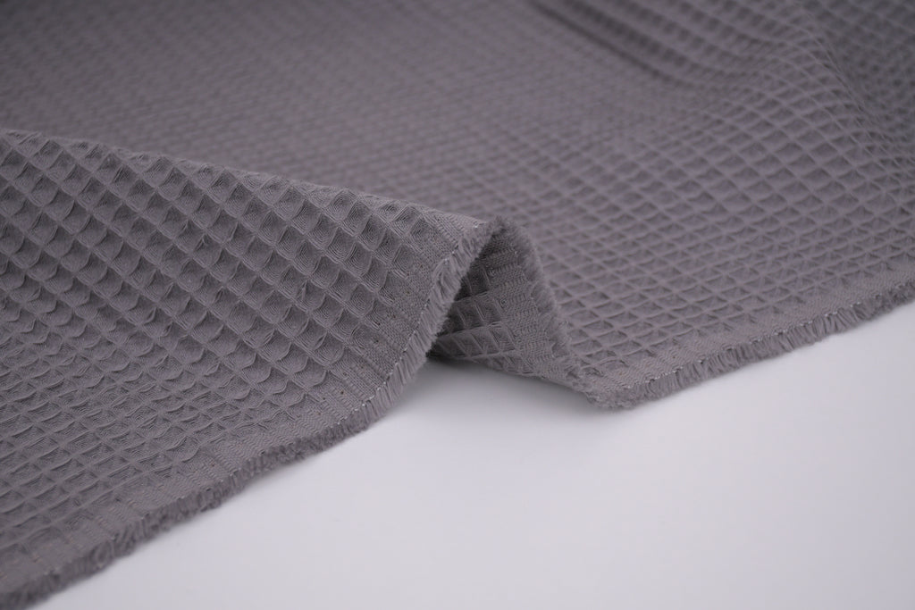 100% Cotton Waffle Fabric - Charcoal