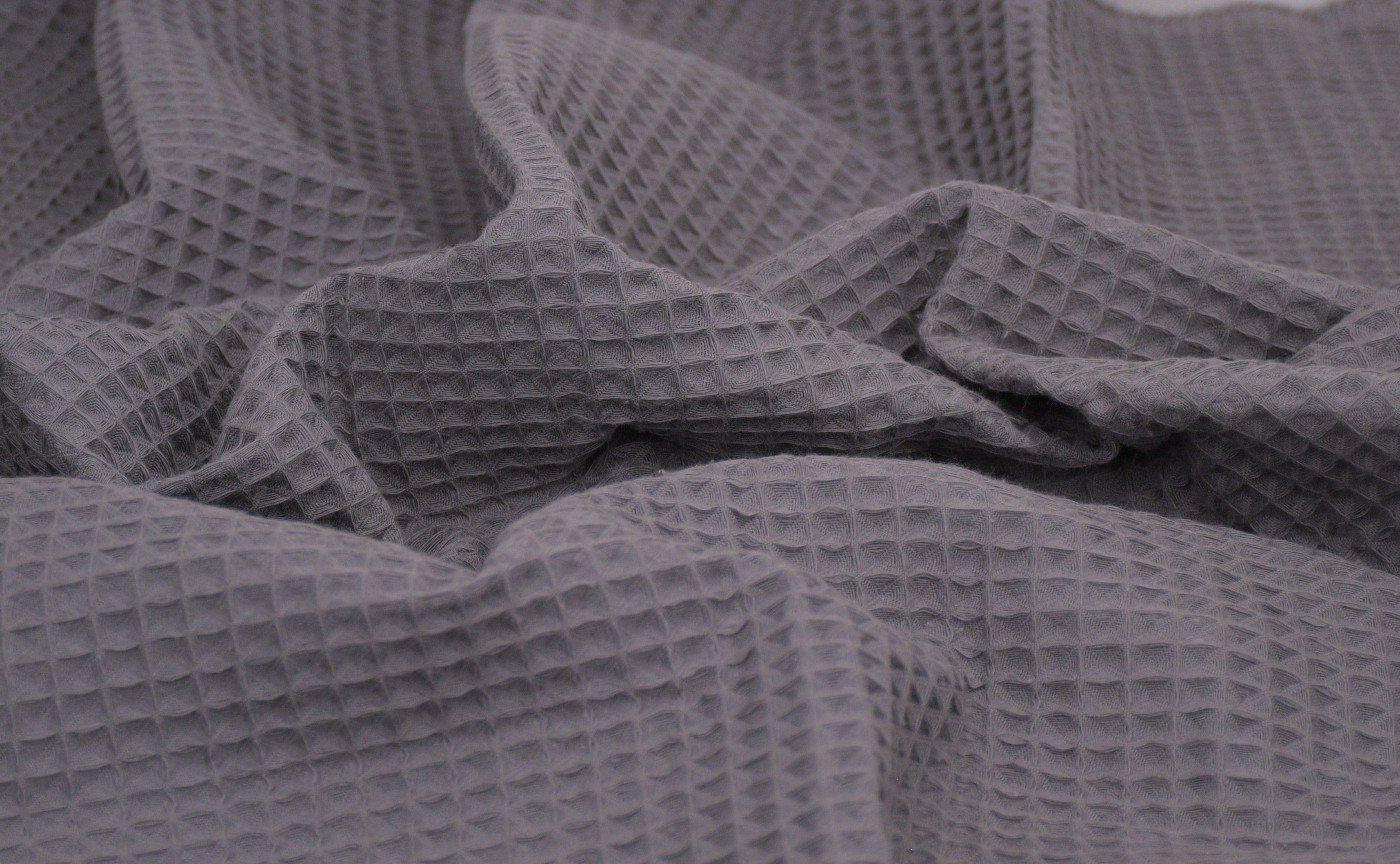 100% Cotton Waffle Fabric - Charcoal