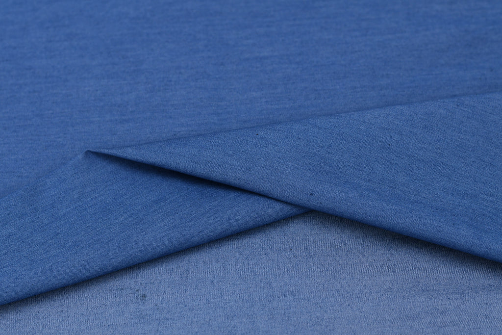 5oz Soft Cotton Spandex Chambray Denim Fabric– Stone Blue