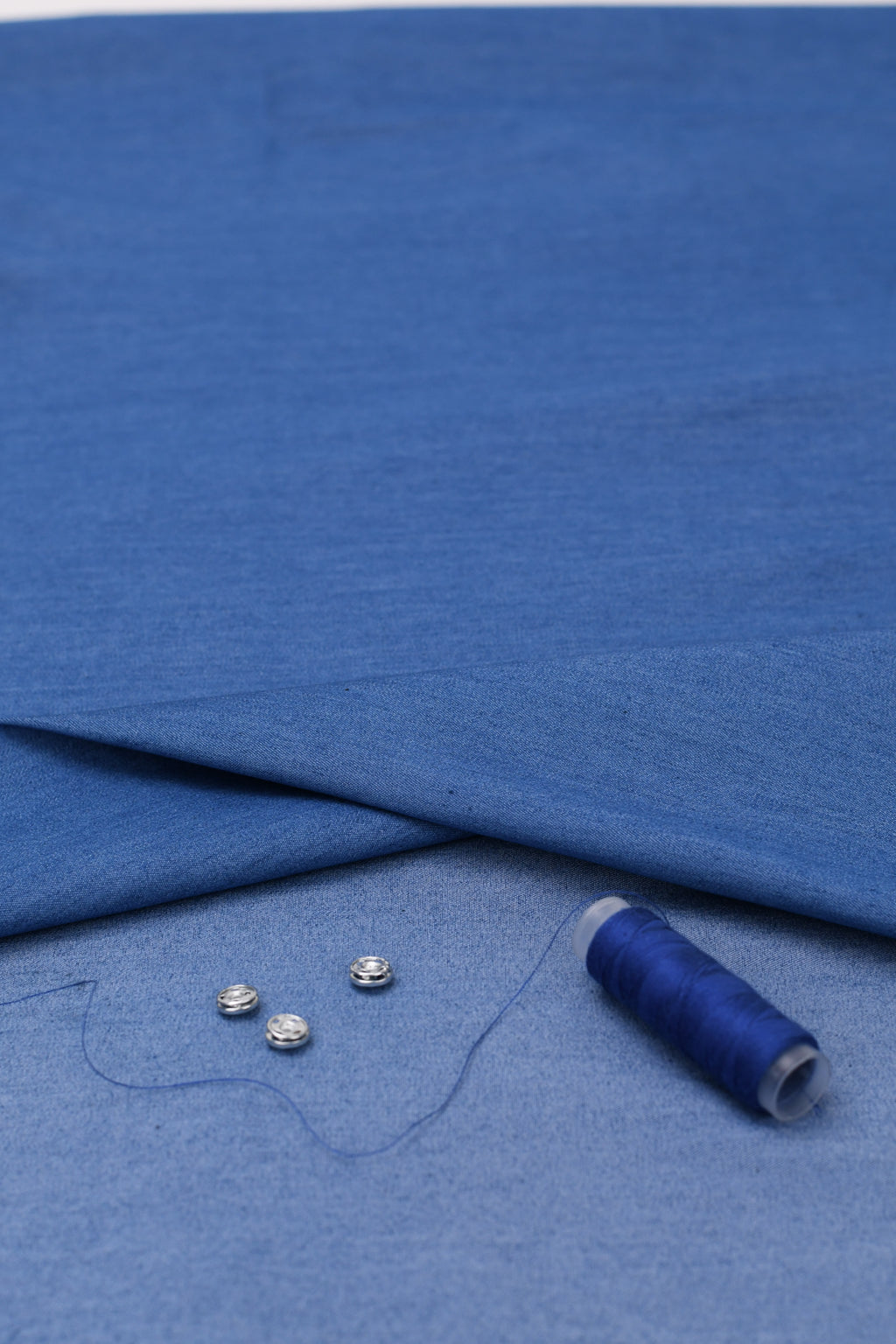 5oz Soft Cotton Spandex Chambray Denim Fabric– Stone Blue