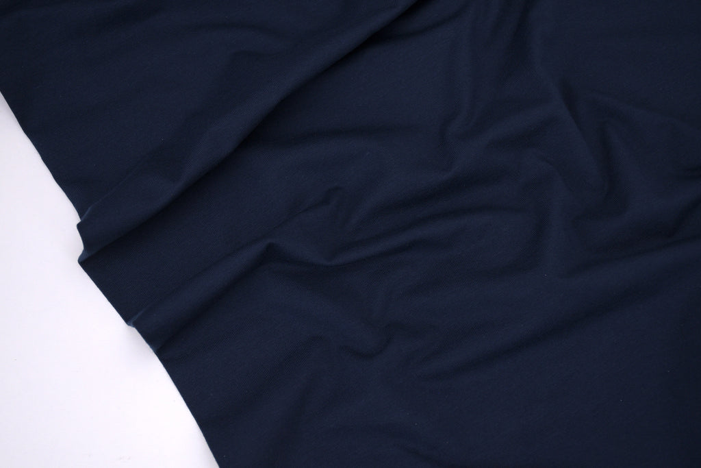 Single Jersey Knit Cotton Spandex Fabric - Navy