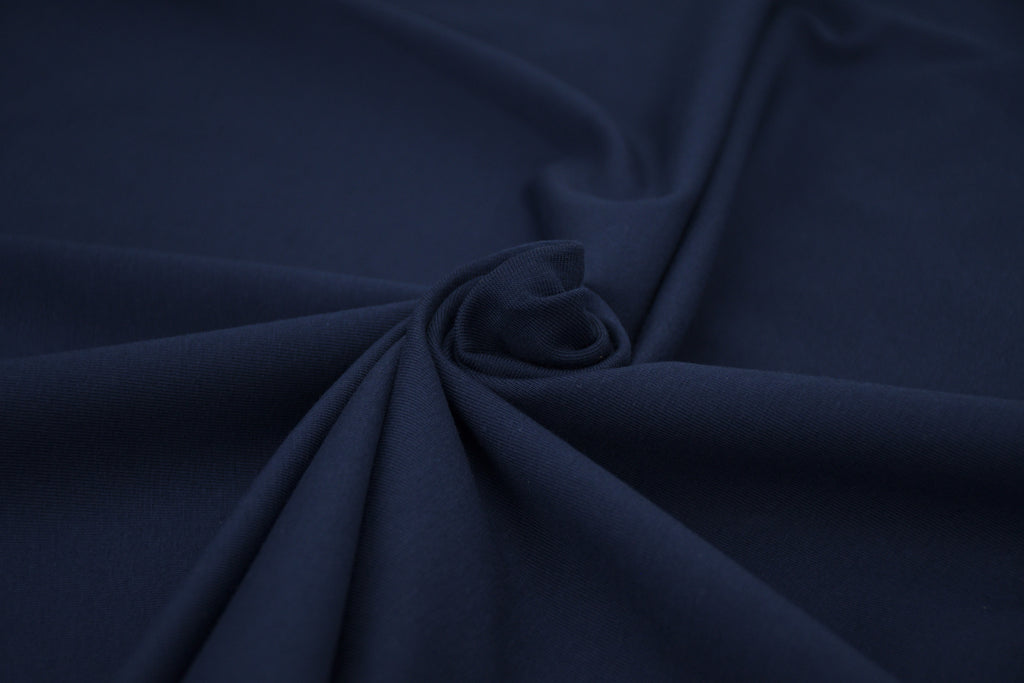 Single Jersey Knit Cotton Spandex Fabric - Navy
