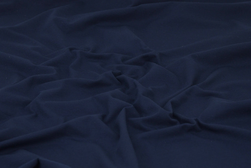 Single Jersey Knit Cotton Spandex Fabric - Navy