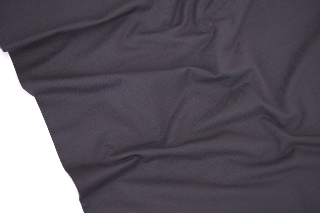 Single Jersey Knit Cotton Spandex Fabric - Charcoal
