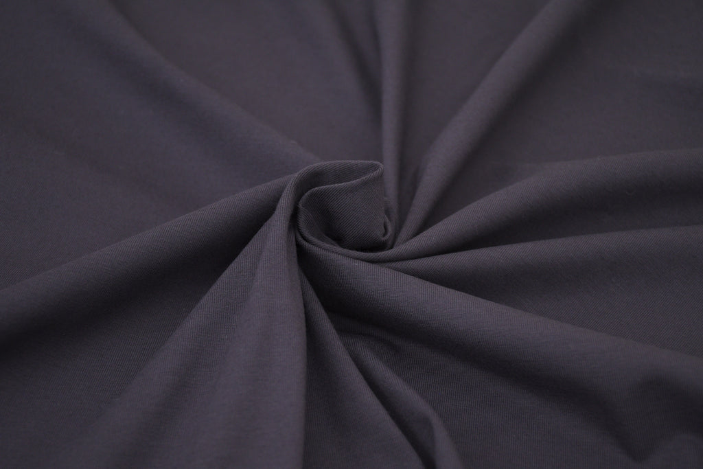 Single Jersey Knit Cotton Spandex Fabric - Charcoal