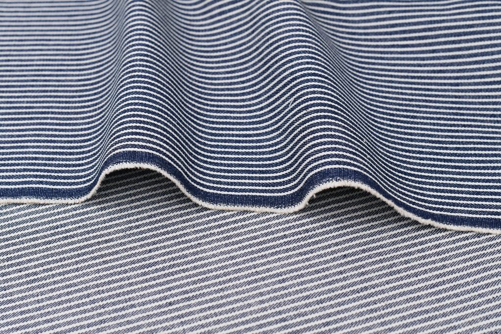 Denim rayé hickory 8 oz – Bleu acier