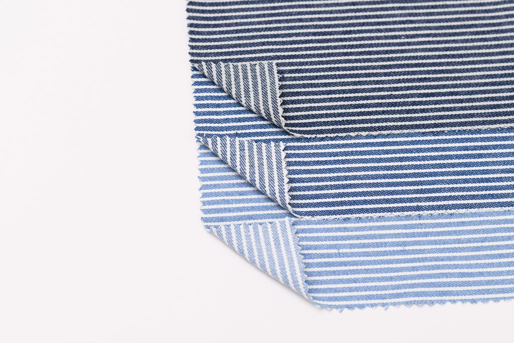 Denim rayé hickory 8 oz – Bleu acier