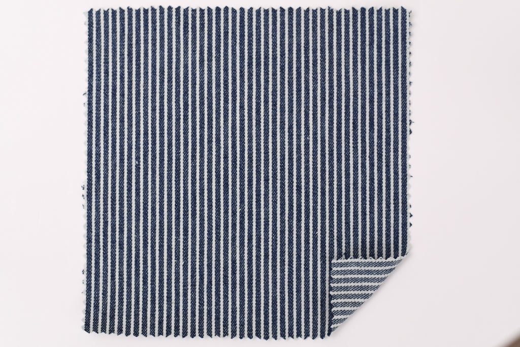 Denim rayé hickory 8 oz – Bleu acier