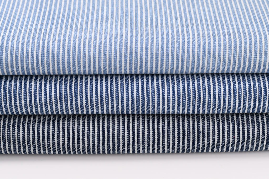 Denim rayé hickory 8 oz – Bleu acier