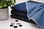 Denim délavé en coton non extensible 8 oz – Noir indigo