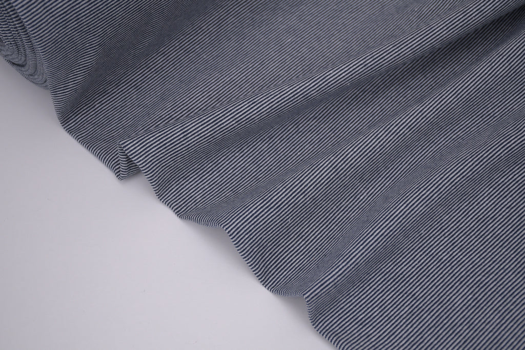 Yarn-Dyed Tubular Stripe Cuff Jersey Fabric - Indigo