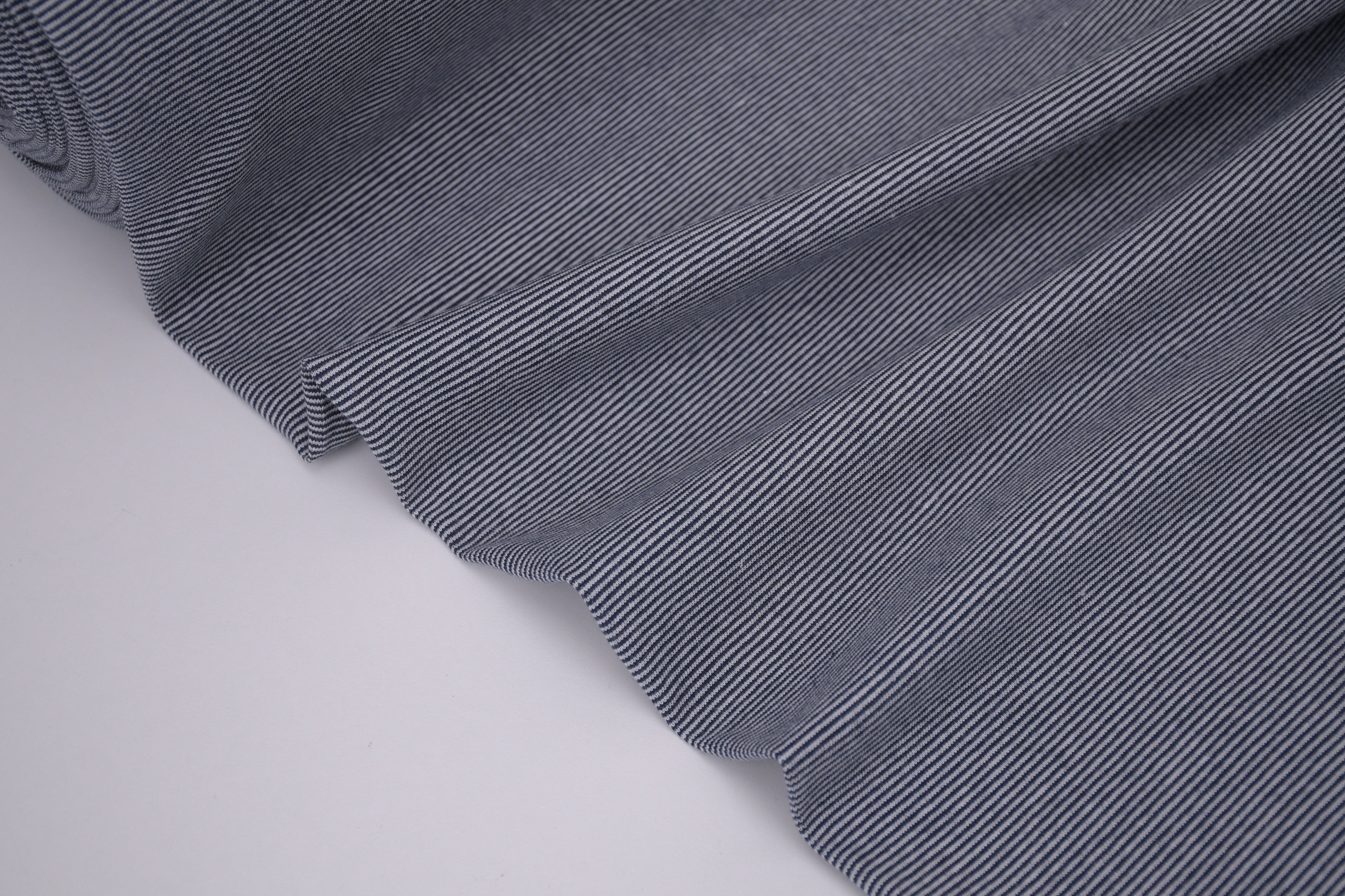 Yarn-Dyed Tubular Stripe Cuff Jersey Fabric - Indigo