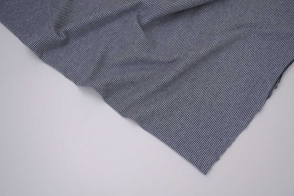 Yarn-Dyed Tubular Stripe Cuff Jersey Fabric - Indigo