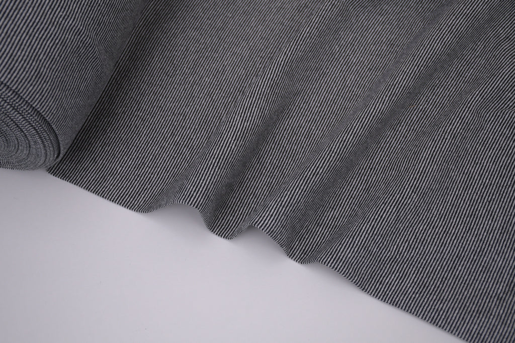Yarn-Dyed Tubular Stripe Cuff Jersey Fabric - Black
