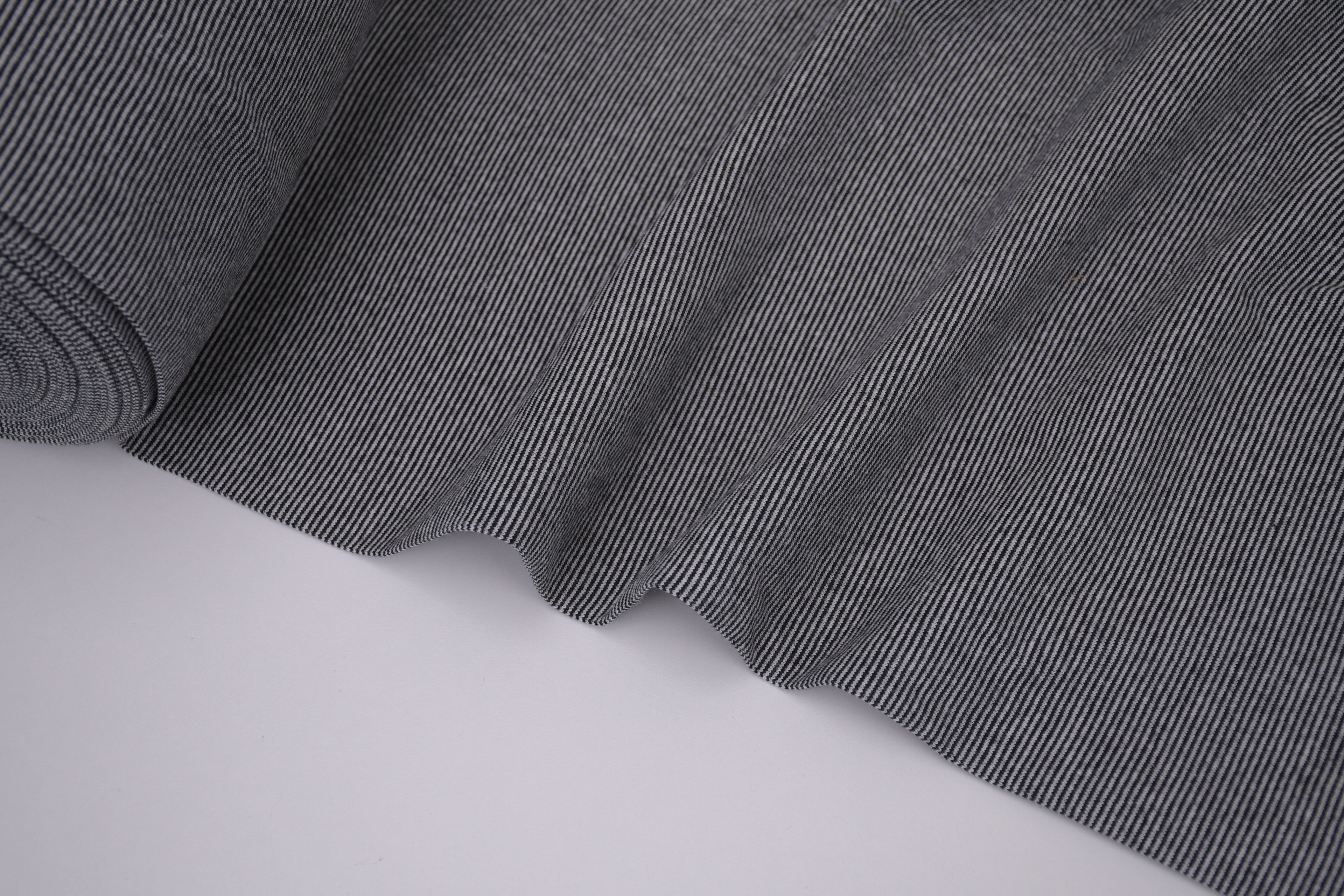Yarn-Dyed Tubular Stripe Cuff Jersey Fabric - Black