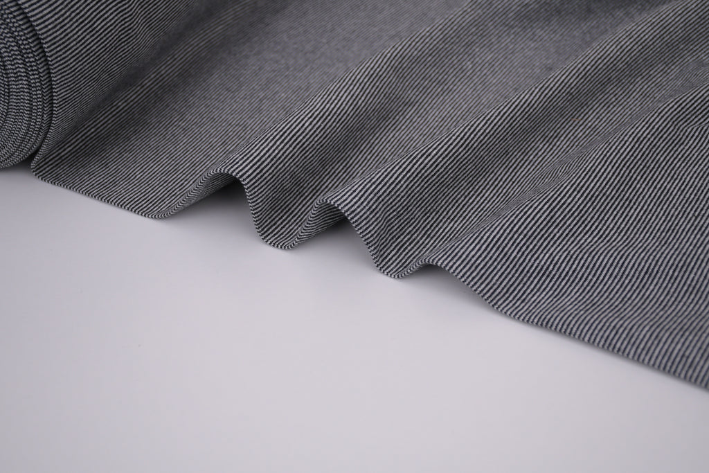 Yarn-Dyed Tubular Stripe Cuff Jersey Fabric - Black