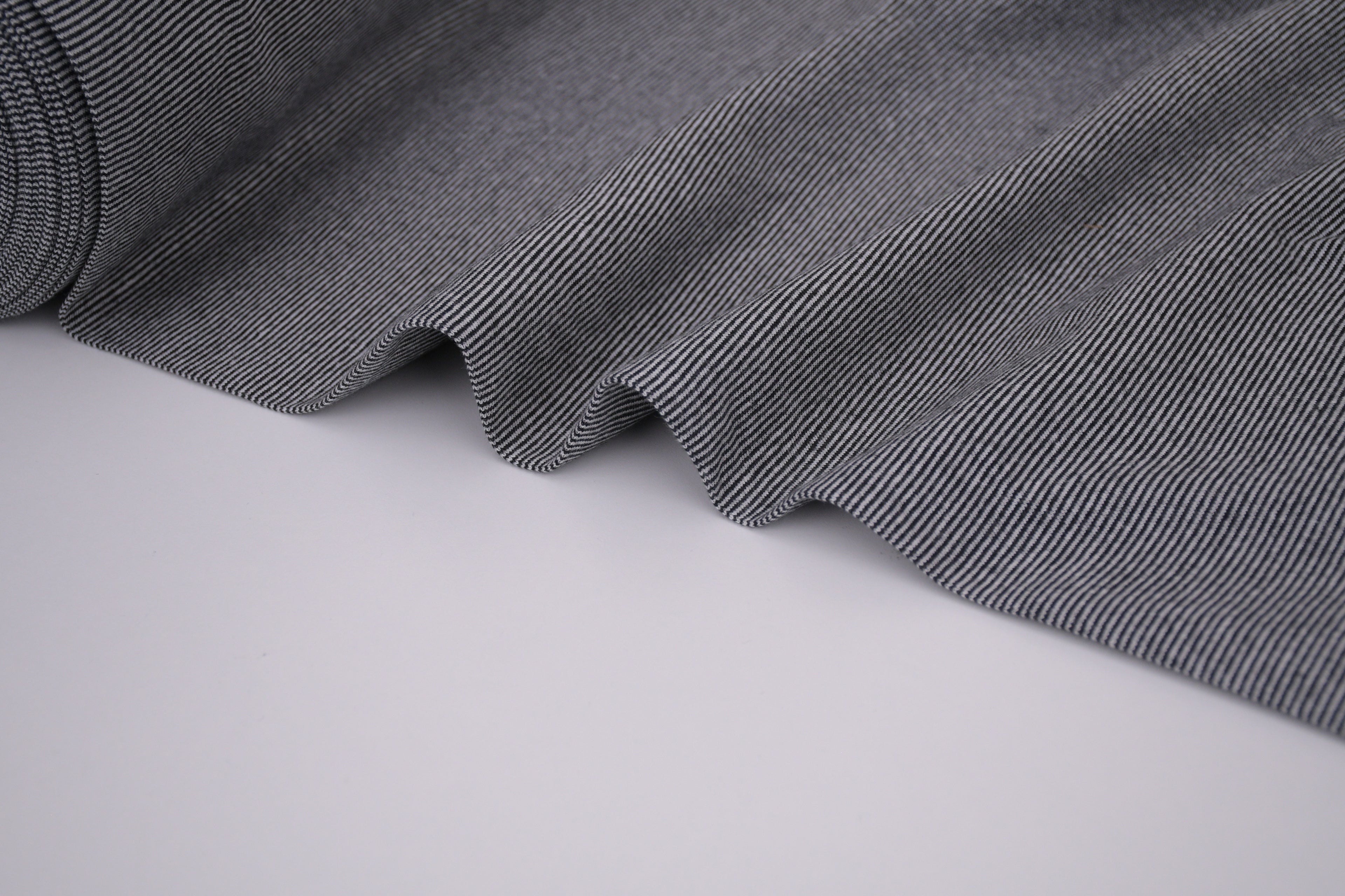 Yarn-Dyed Tubular Stripe Cuff Jersey Fabric - Black