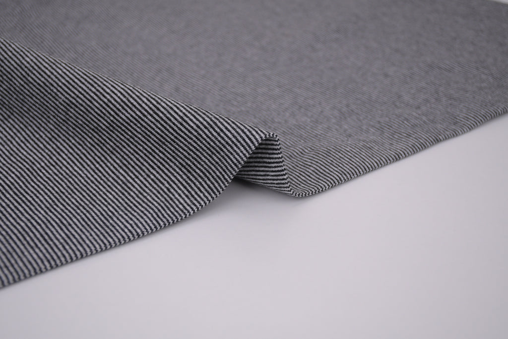 Yarn-Dyed Tubular Stripe Cuff Jersey Fabric - Black