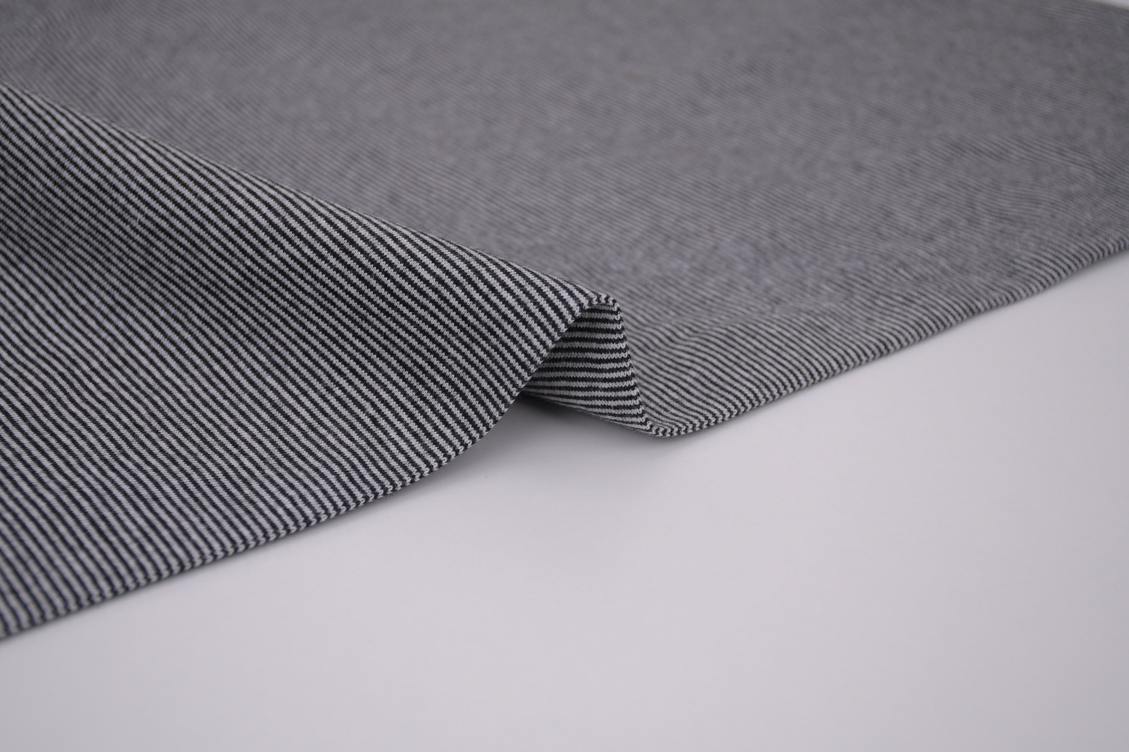 Yarn-Dyed Tubular Stripe Cuff Jersey Fabric - Black