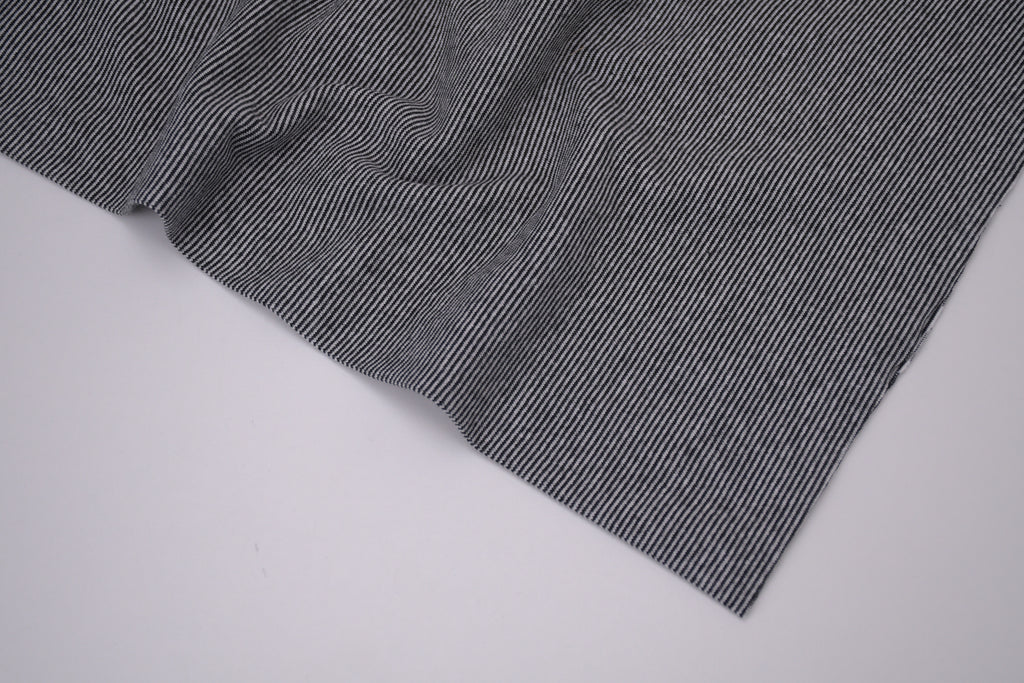 Yarn-Dyed Tubular Stripe Cuff Jersey Fabric - Black