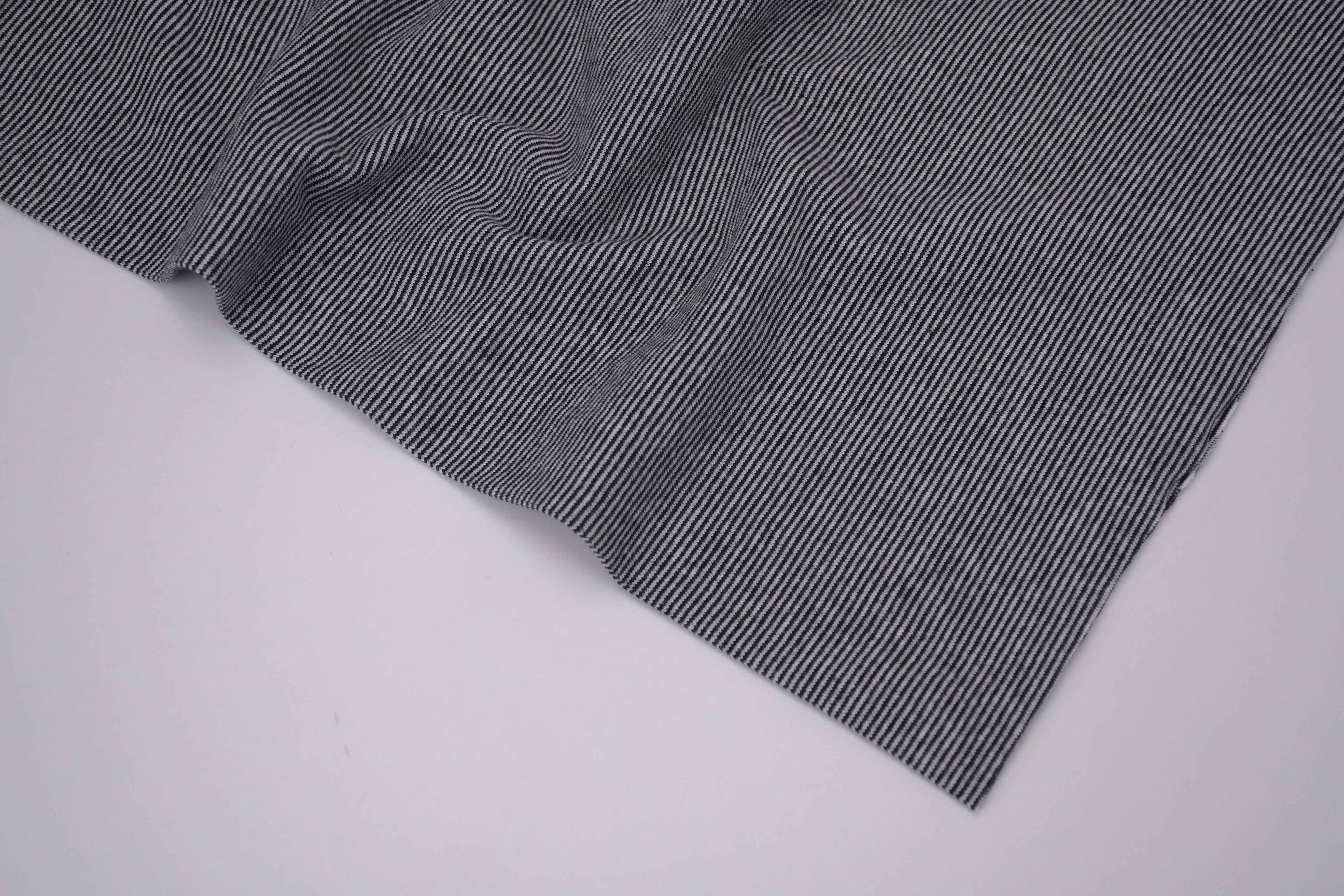 Yarn-Dyed Tubular Stripe Cuff Jersey Fabric - Black