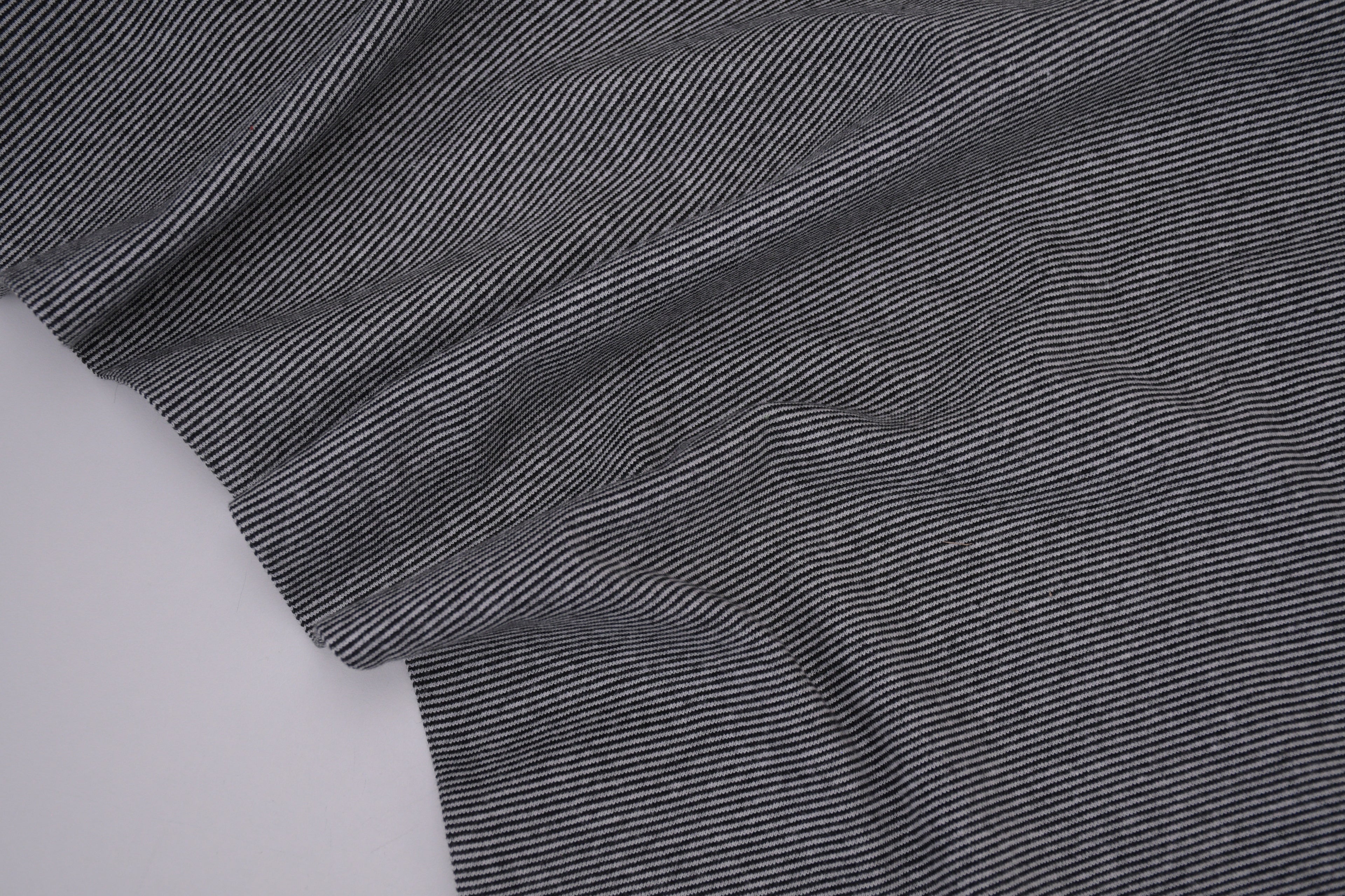 Yarn-Dyed Tubular Stripe Cuff Jersey Fabric - Black