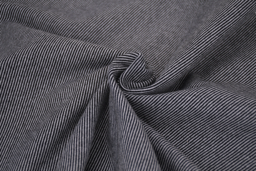 Yarn-Dyed Tubular Stripe Cuff Jersey Fabric - Black