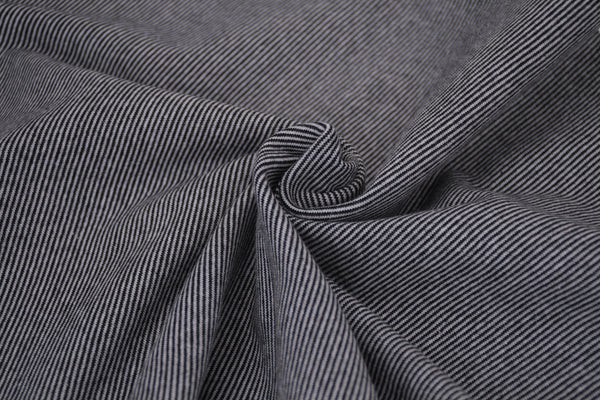 Yarn-Dyed Tubular Stripe Cuff Jersey Fabric - Black