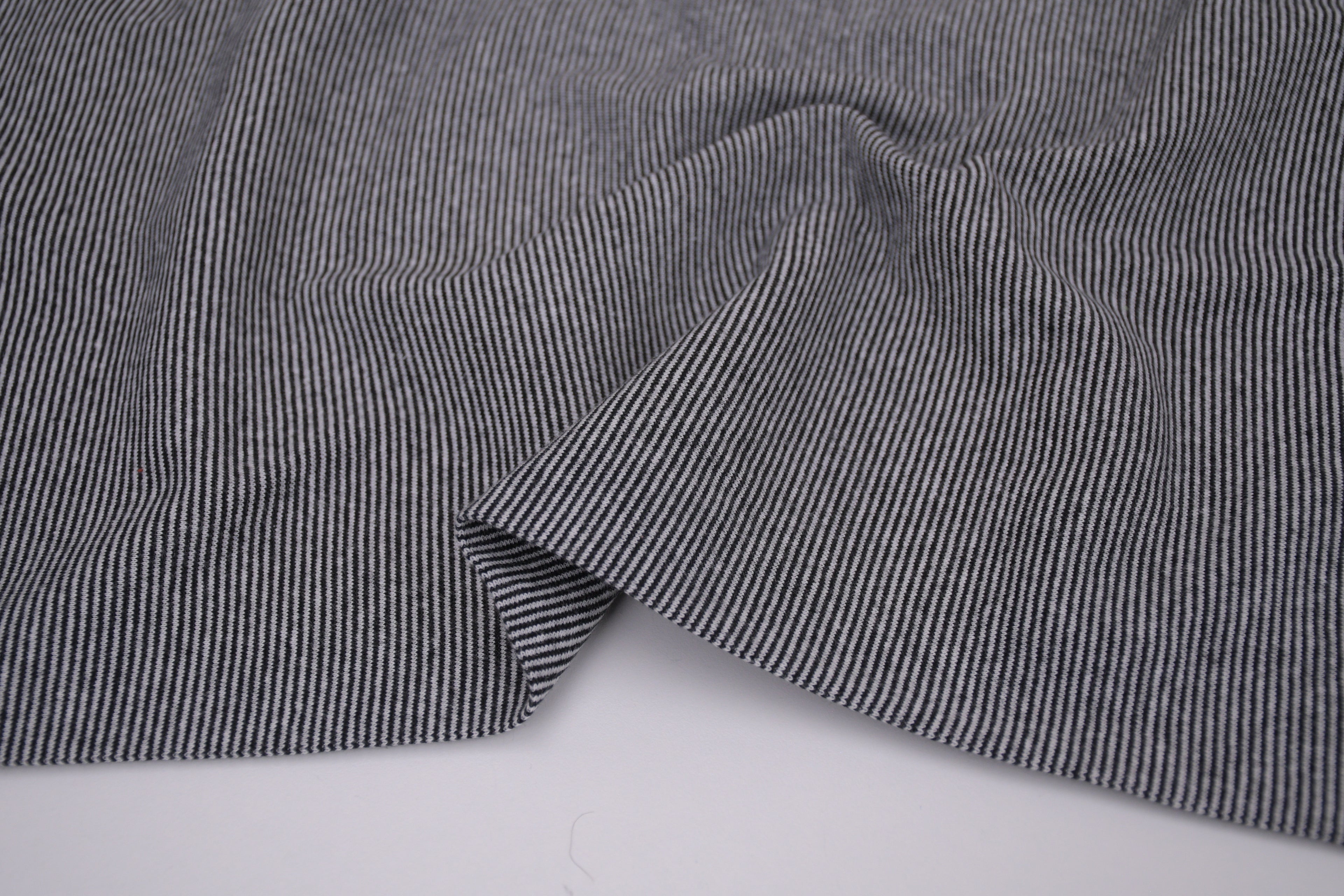 Yarn-Dyed Tubular Stripe Cuff Jersey Fabric - Black