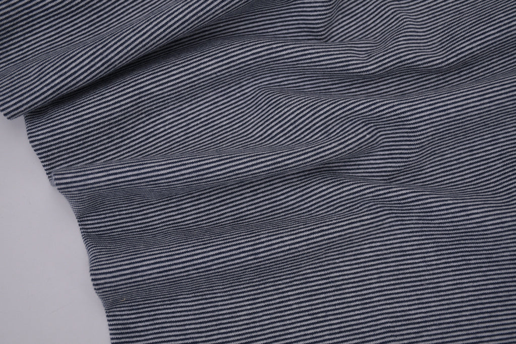 Yarn-Dyed Tubular Stripe Cuff Jersey Fabric - Indigo