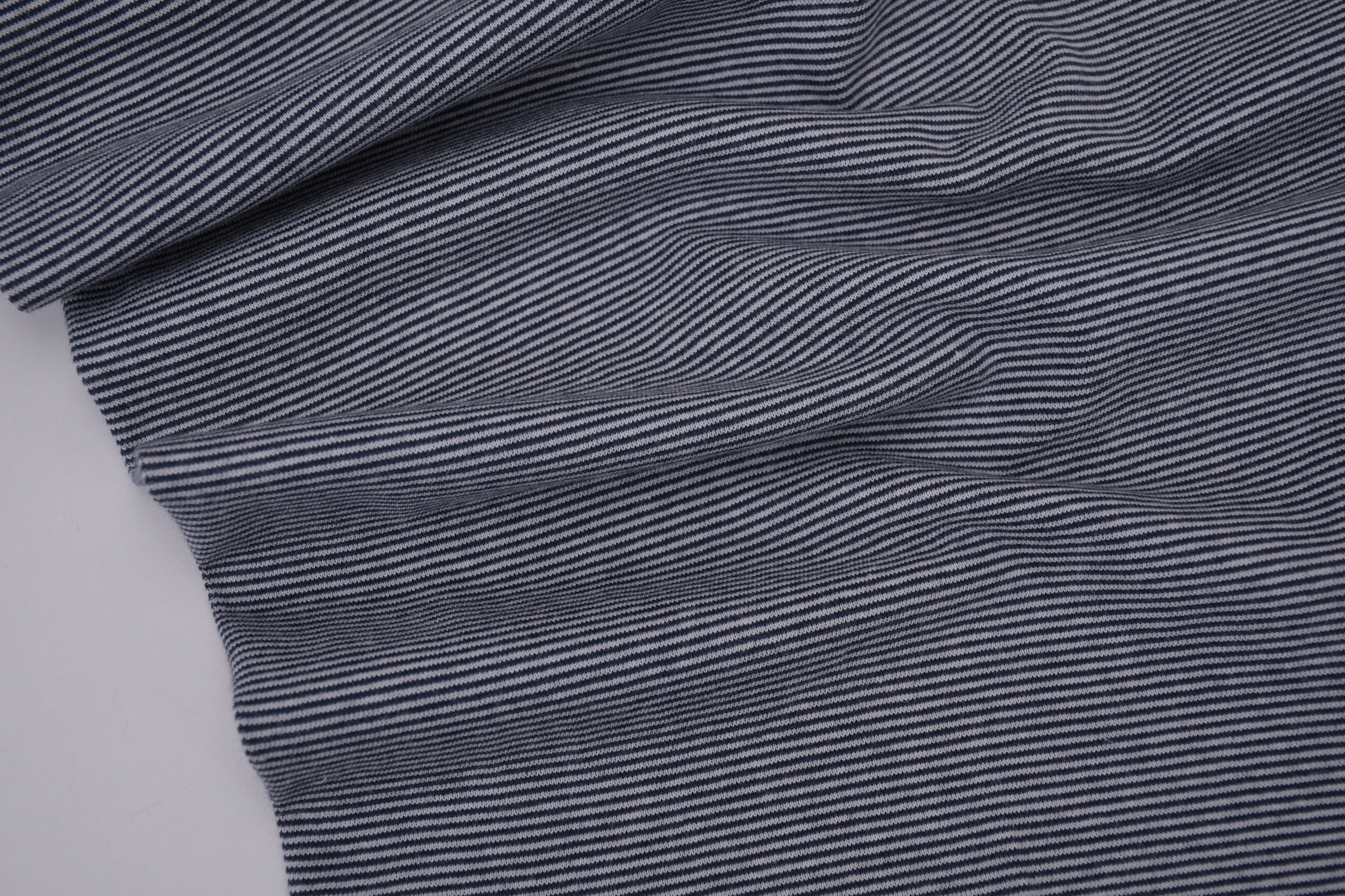 Yarn-Dyed Tubular Stripe Cuff Jersey Fabric - Indigo