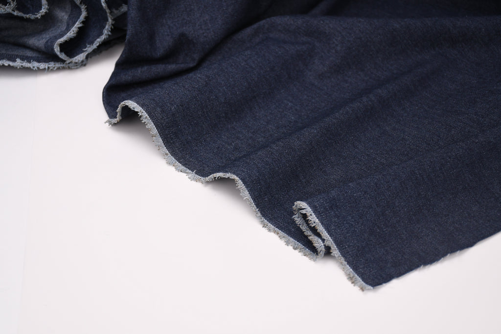 Denim délavé en coton non extensible 8 oz – Indigo foncé