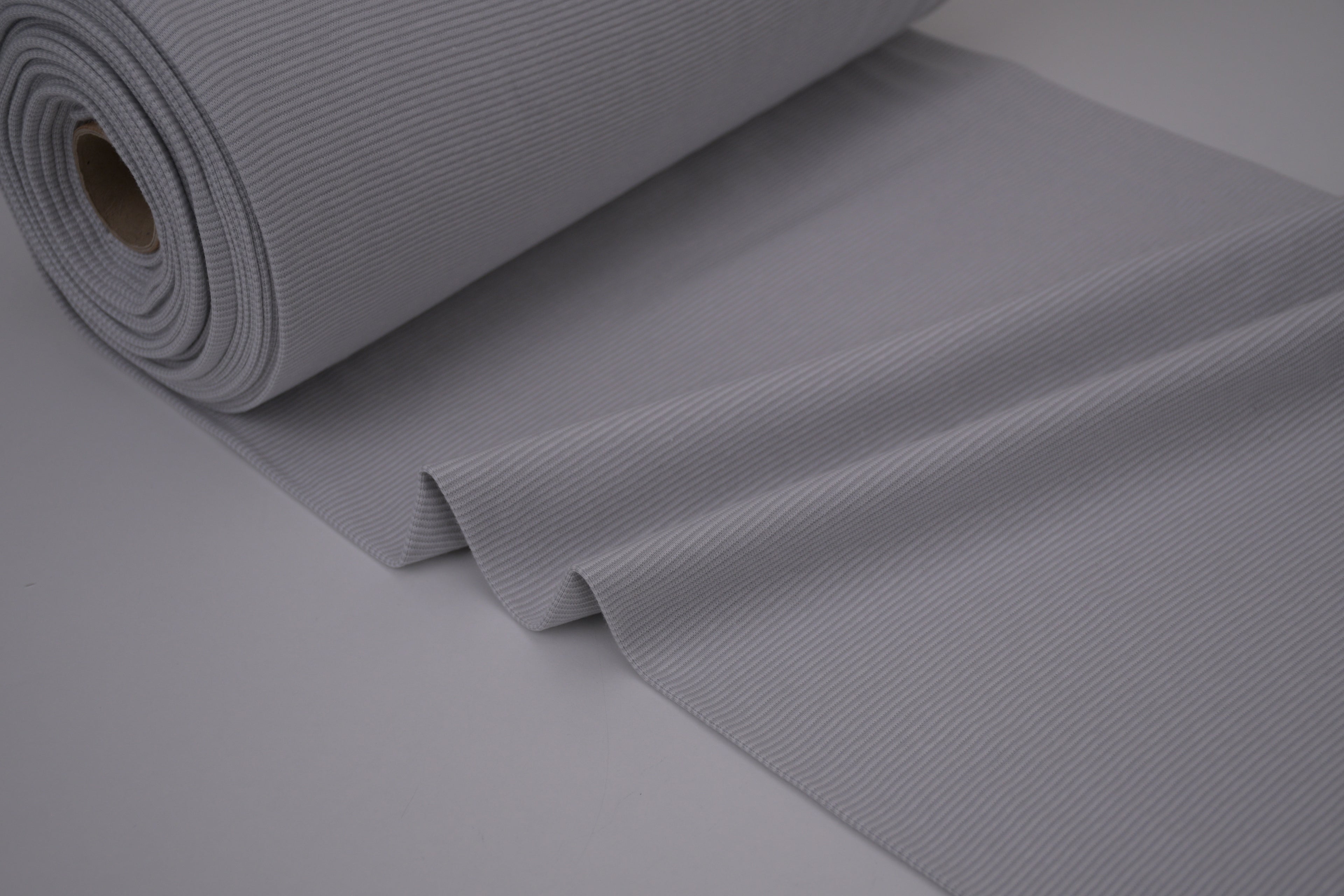 Yarn-Dyed Tubular Stripe Cuff Jersey Fabric - Grey