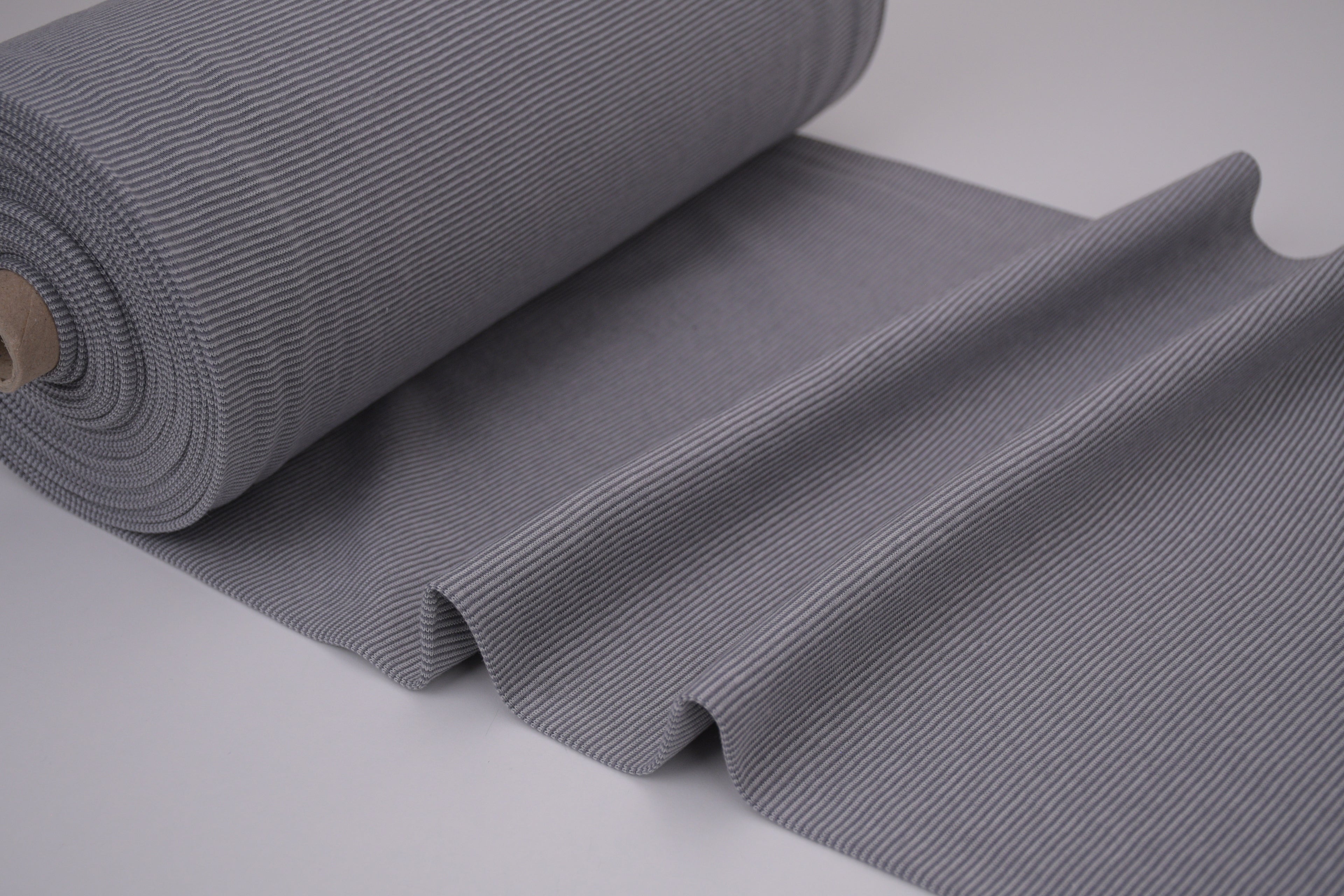 Yarn-Dyed Tubular Stripe Cuff Jersey Fabric - Dark Grey