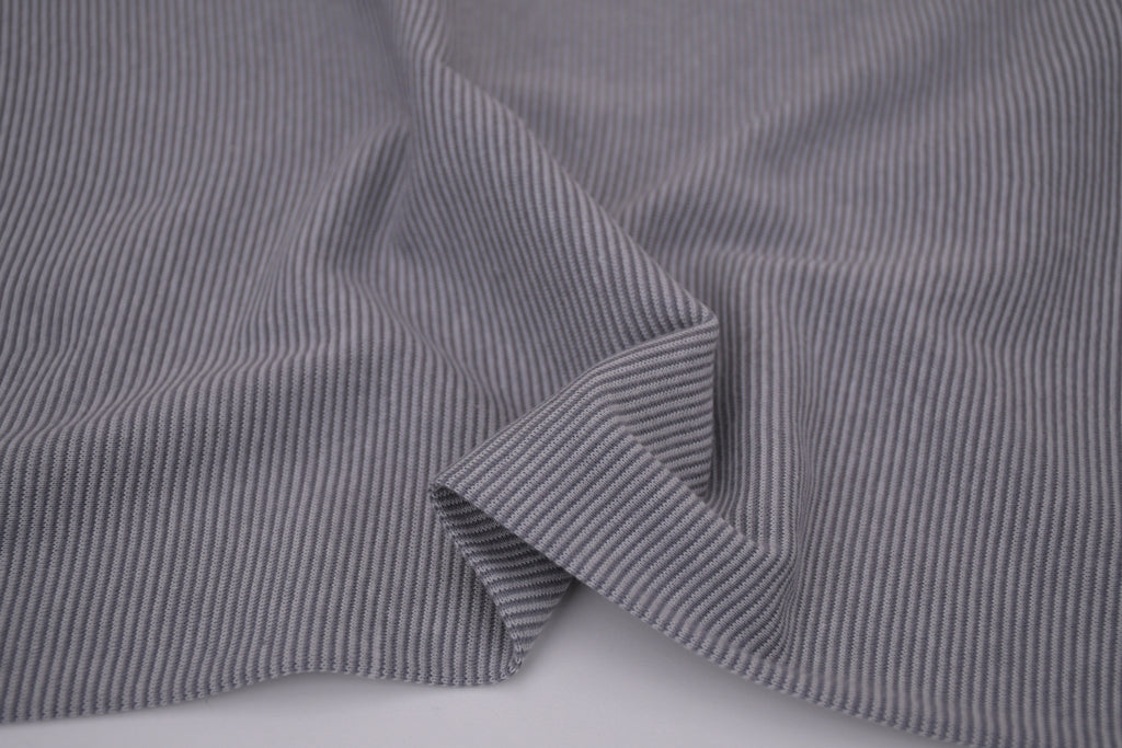 Yarn-Dyed Tubular Stripe Cuff Jersey Fabric - Dark Grey