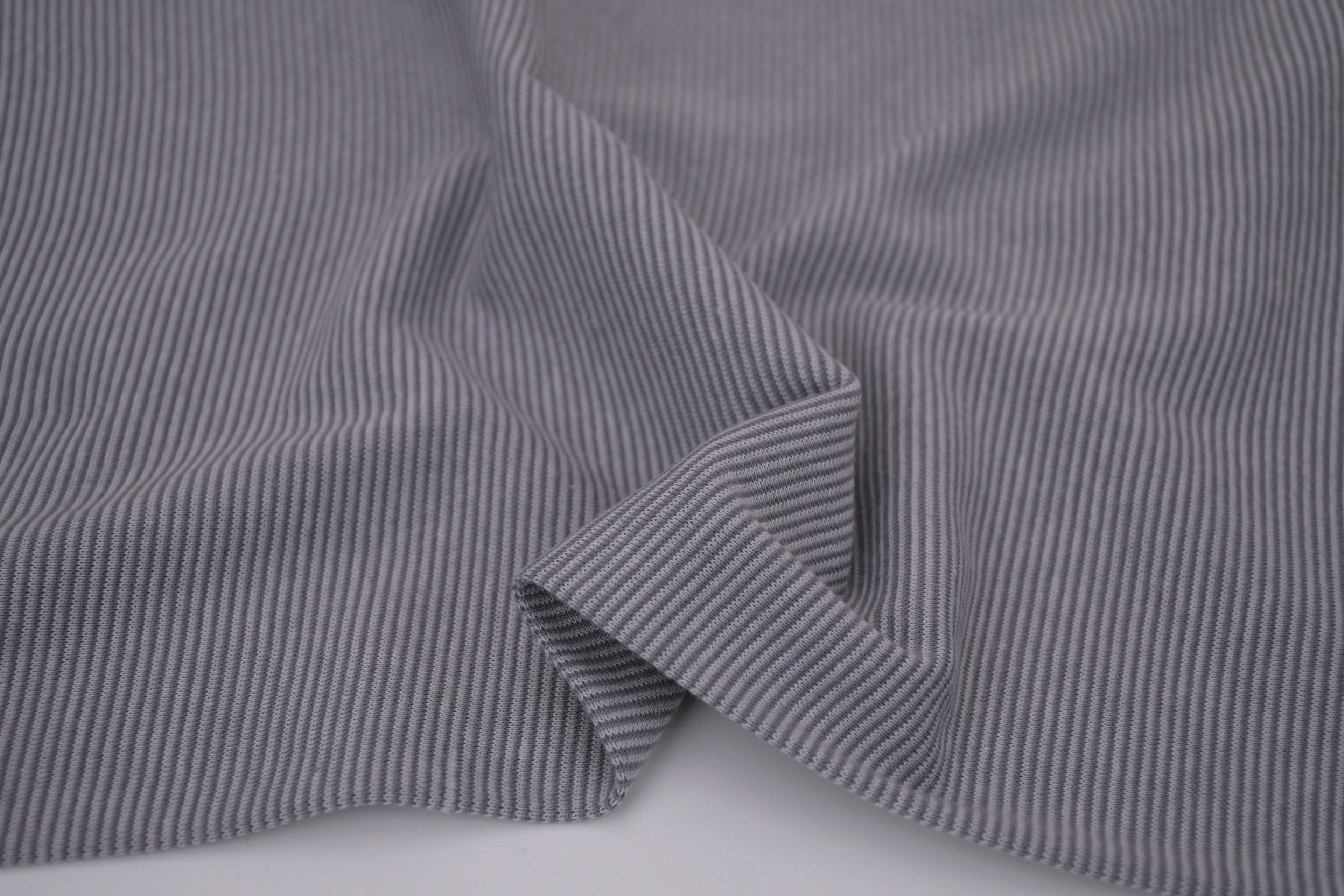 Yarn-Dyed Tubular Stripe Cuff Jersey Fabric - Dark Grey