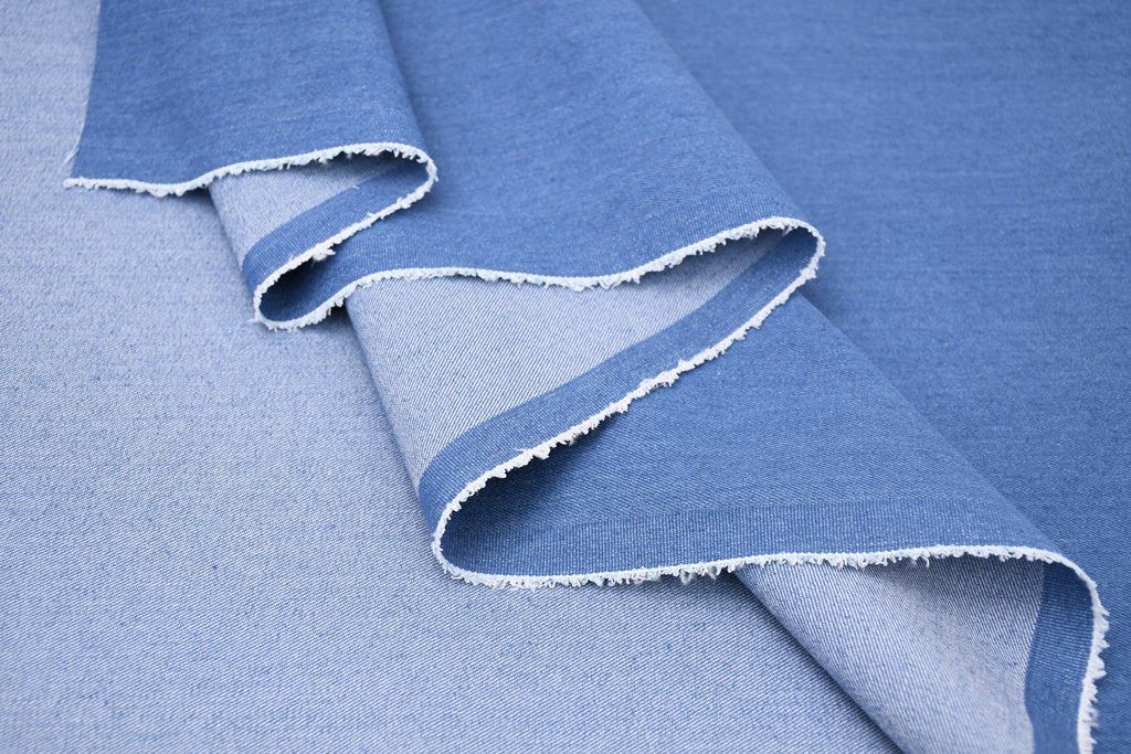 Denim stretch délavé doux 9 oz – Bleu vintage