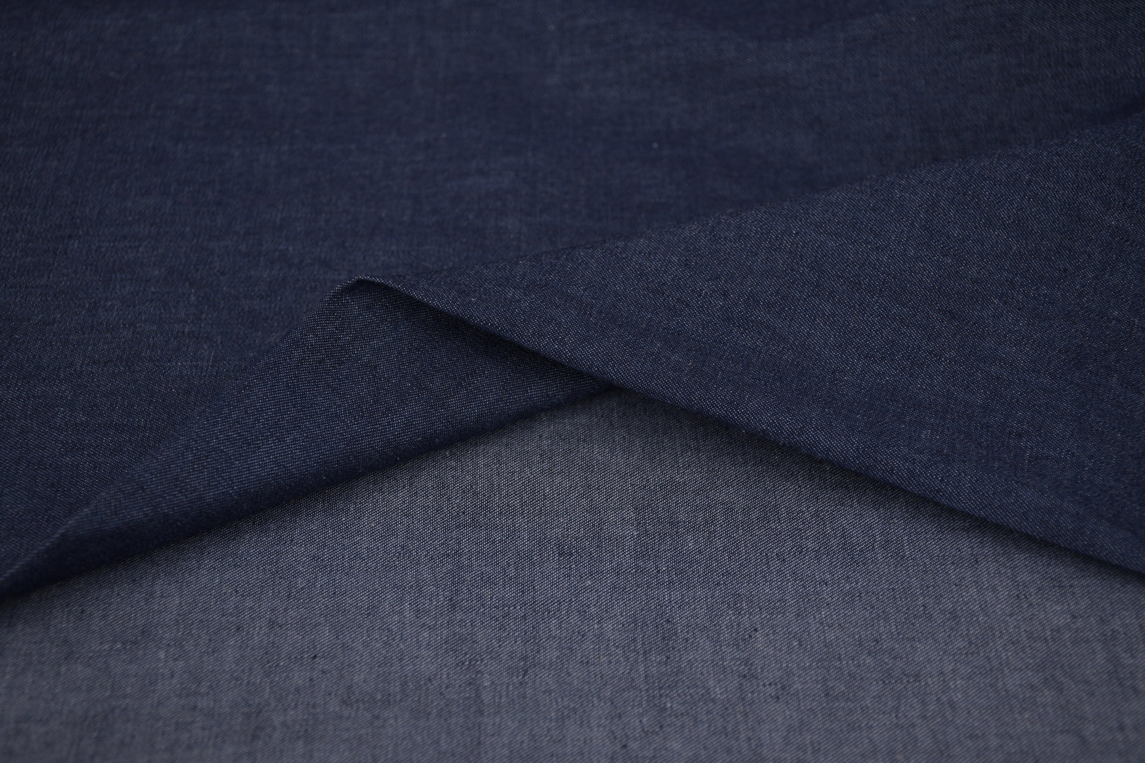 4oz Cotton Chambray Combed and Mercerized Denim Fabric - Dark Blue Wash