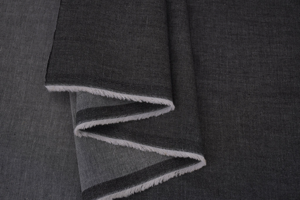 4oz Cotton Chambray Combed and Mercerized Denim Fabric - Black Wash