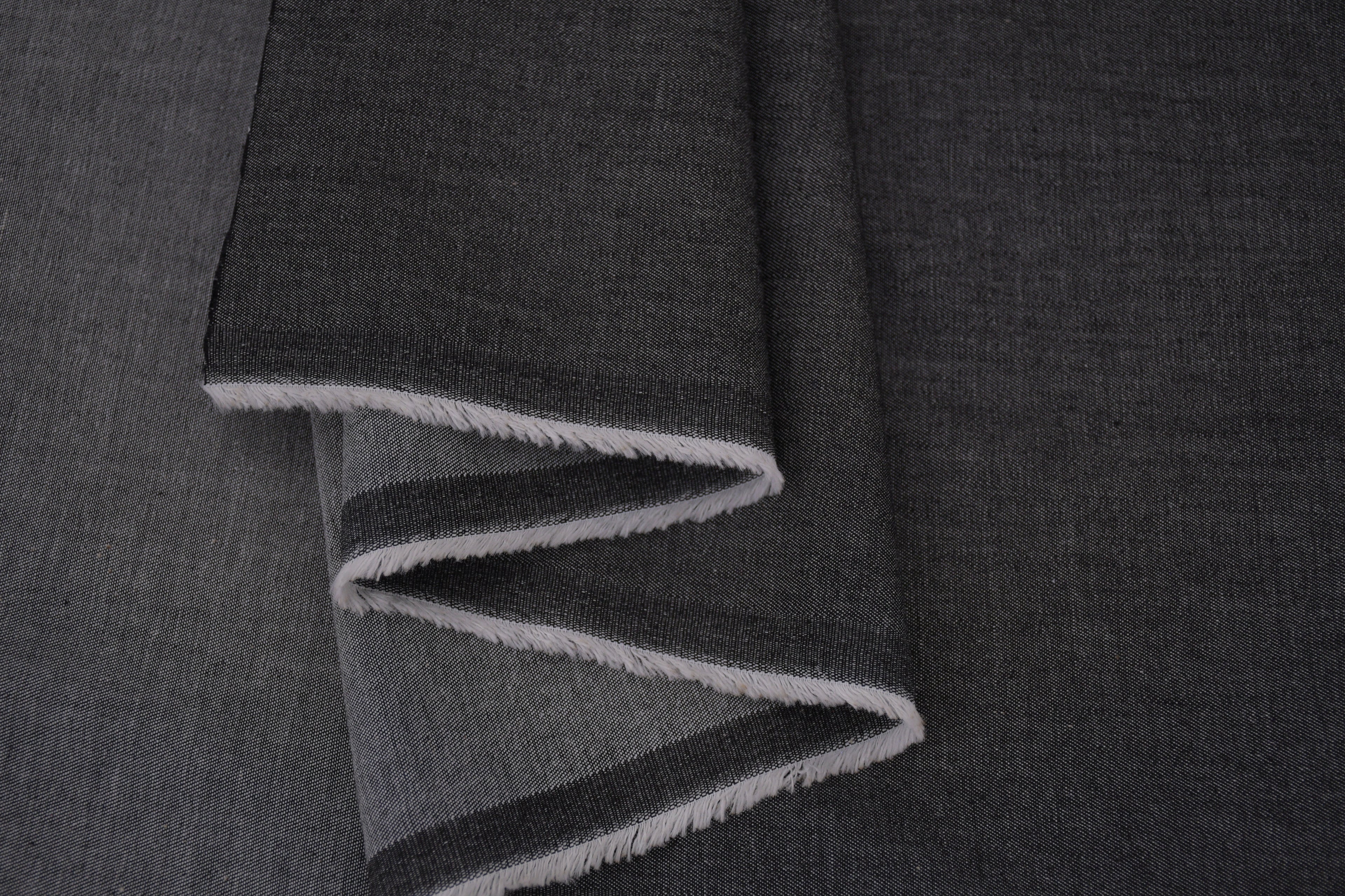 4oz Cotton Chambray Combed and Mercerized Denim Fabric - Black Wash
