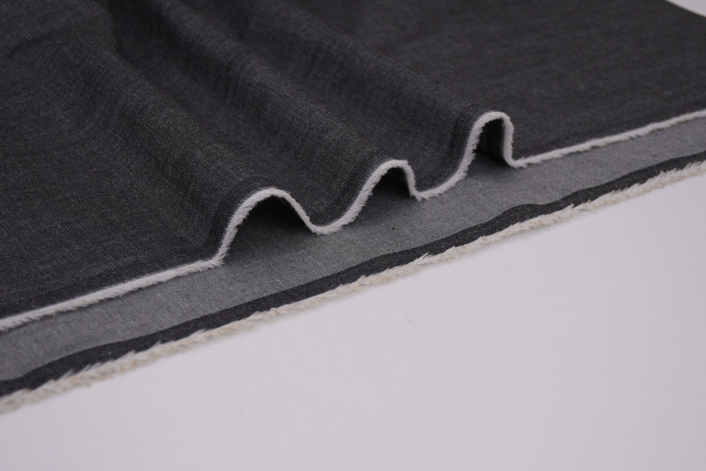 4oz Cotton Chambray Combed and Mercerized Denim Fabric - Black Wash