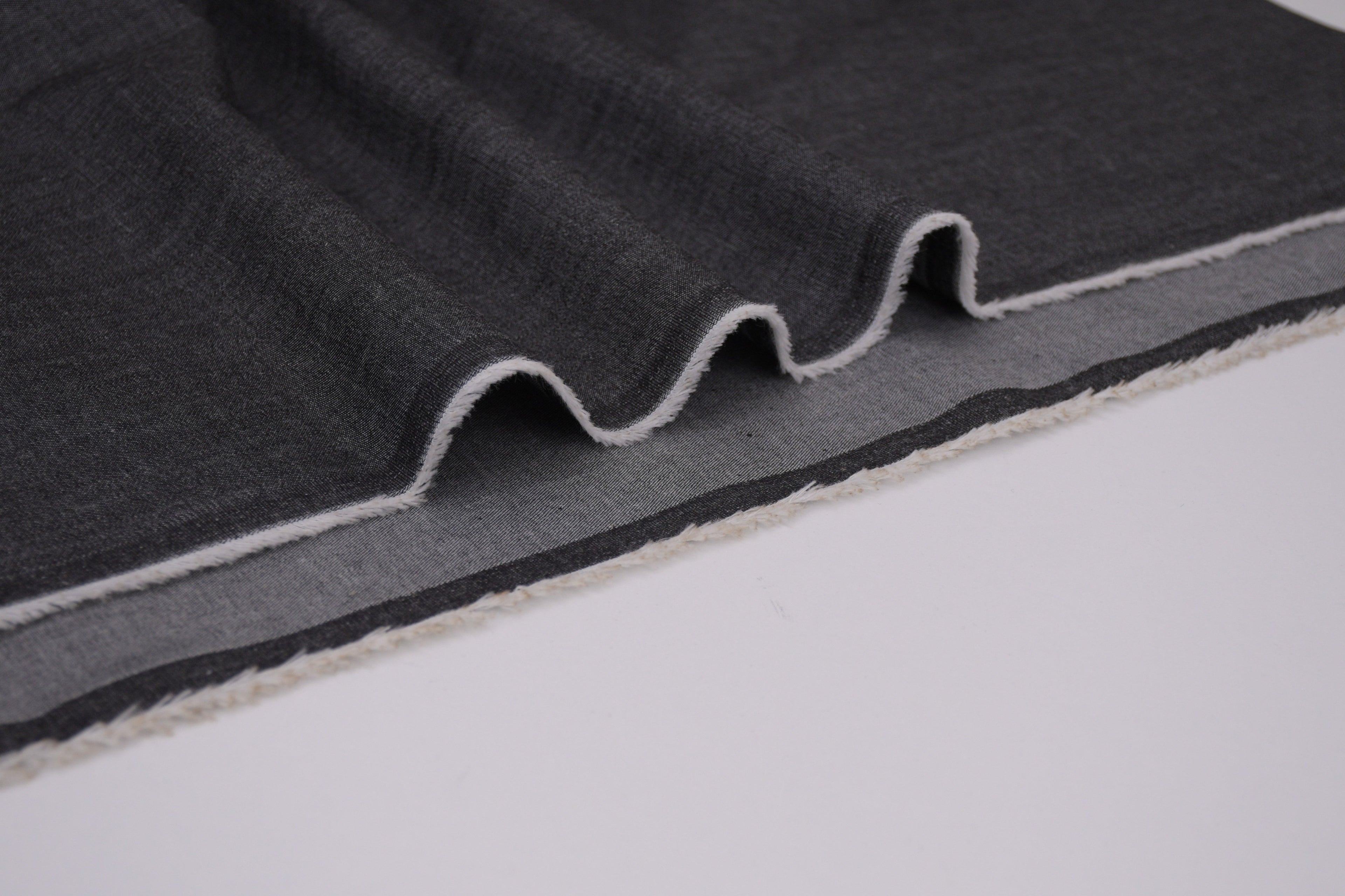 4oz Cotton Chambray Combed and Mercerized Denim Fabric - Black Wash