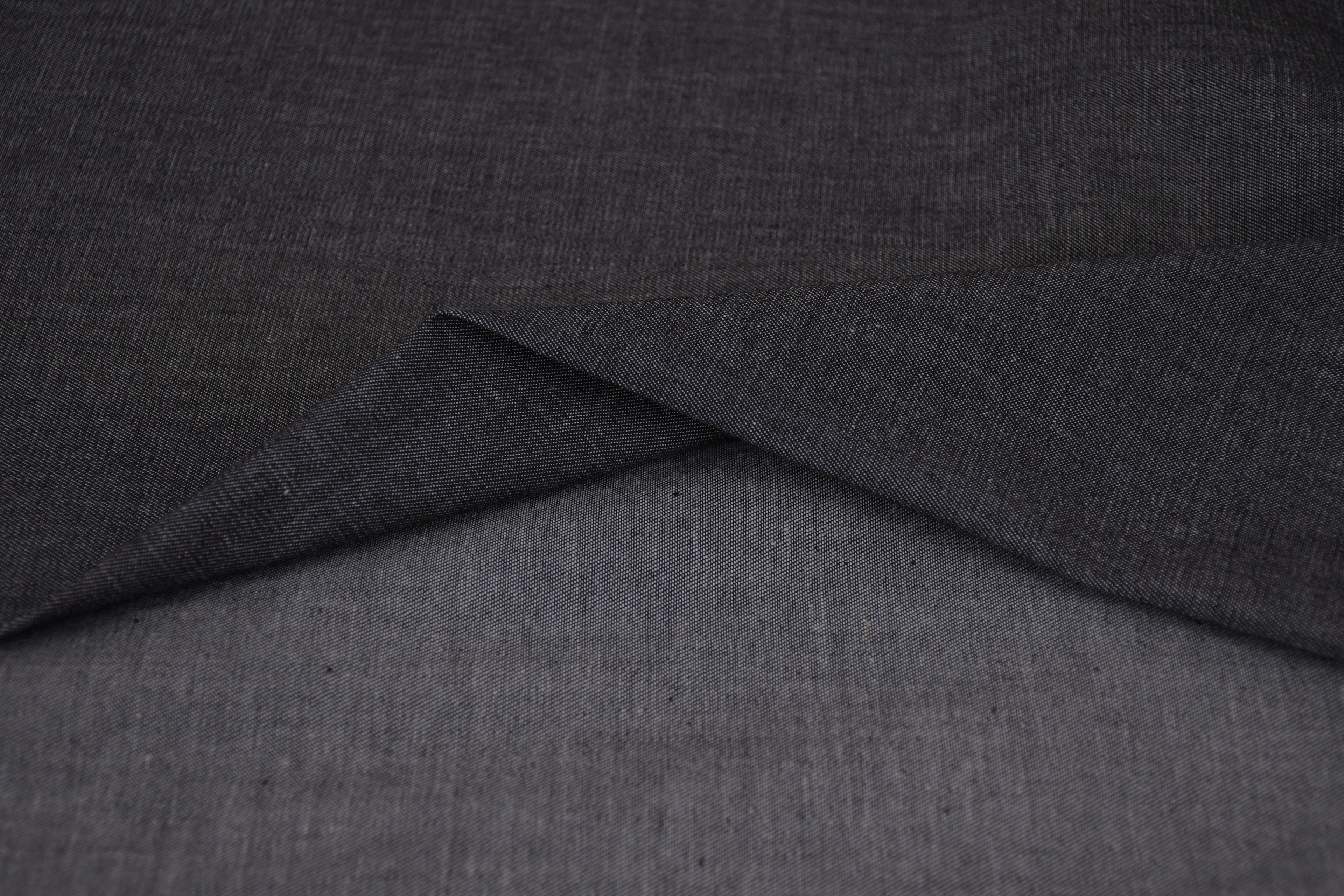 4oz Cotton Chambray Combed and Mercerized Denim Fabric - Black Wash
