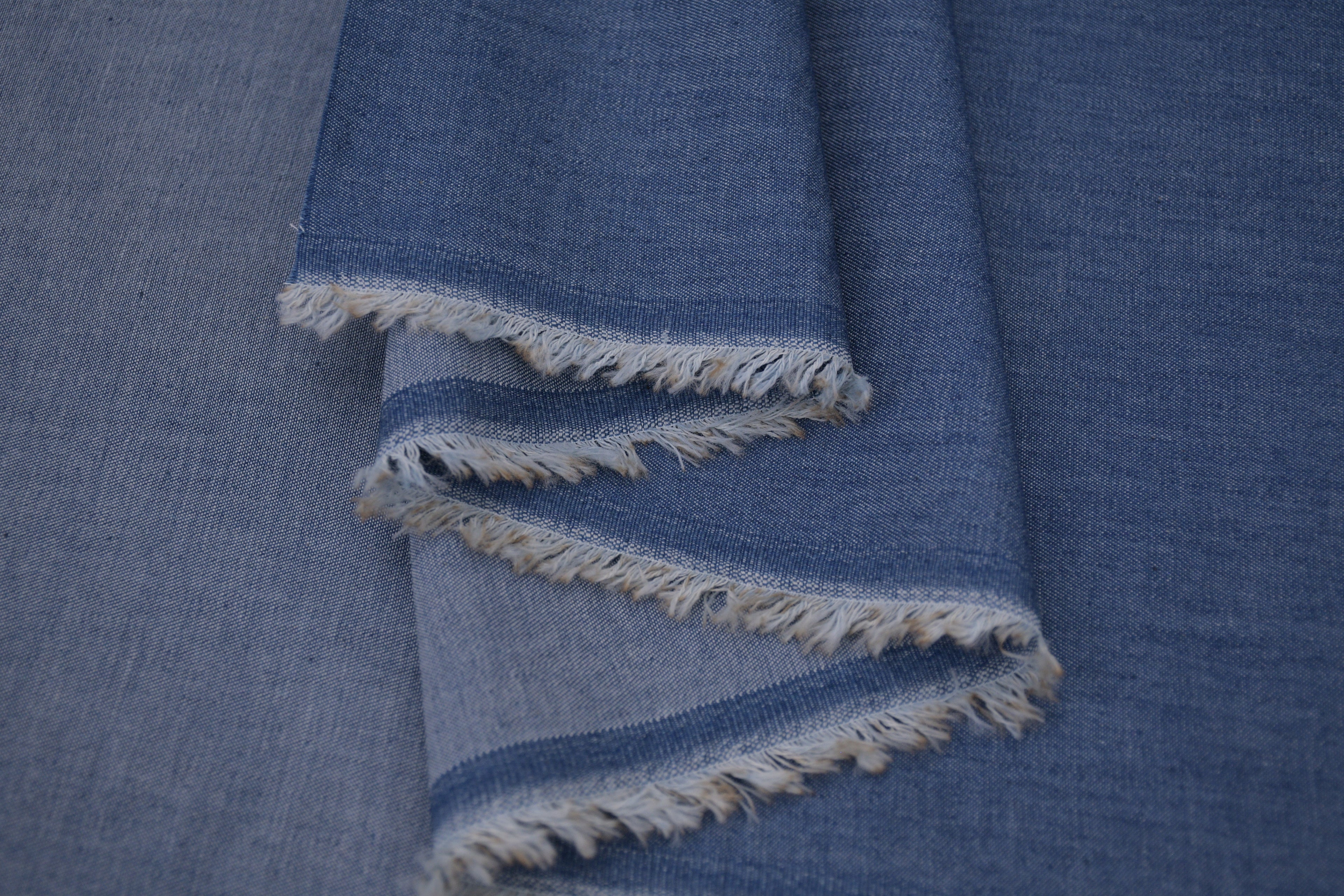 4oz Cotton Chambray Combed and Mercerized Denim Fabric - Light Blue Wash