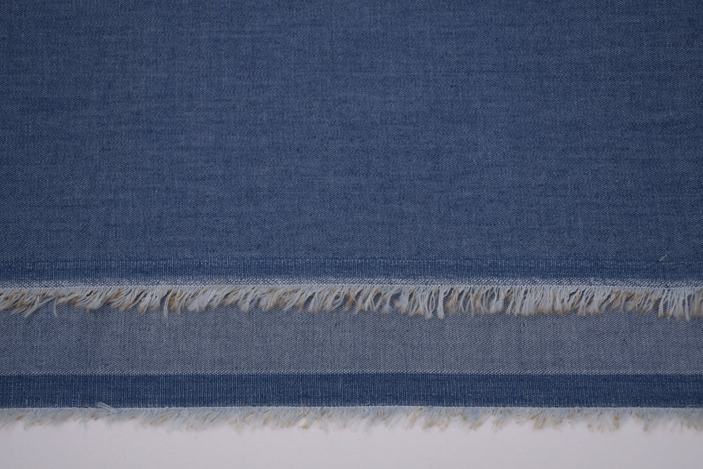 4oz Cotton Chambray Combed and Mercerized Denim Fabric - Light Blue Wash