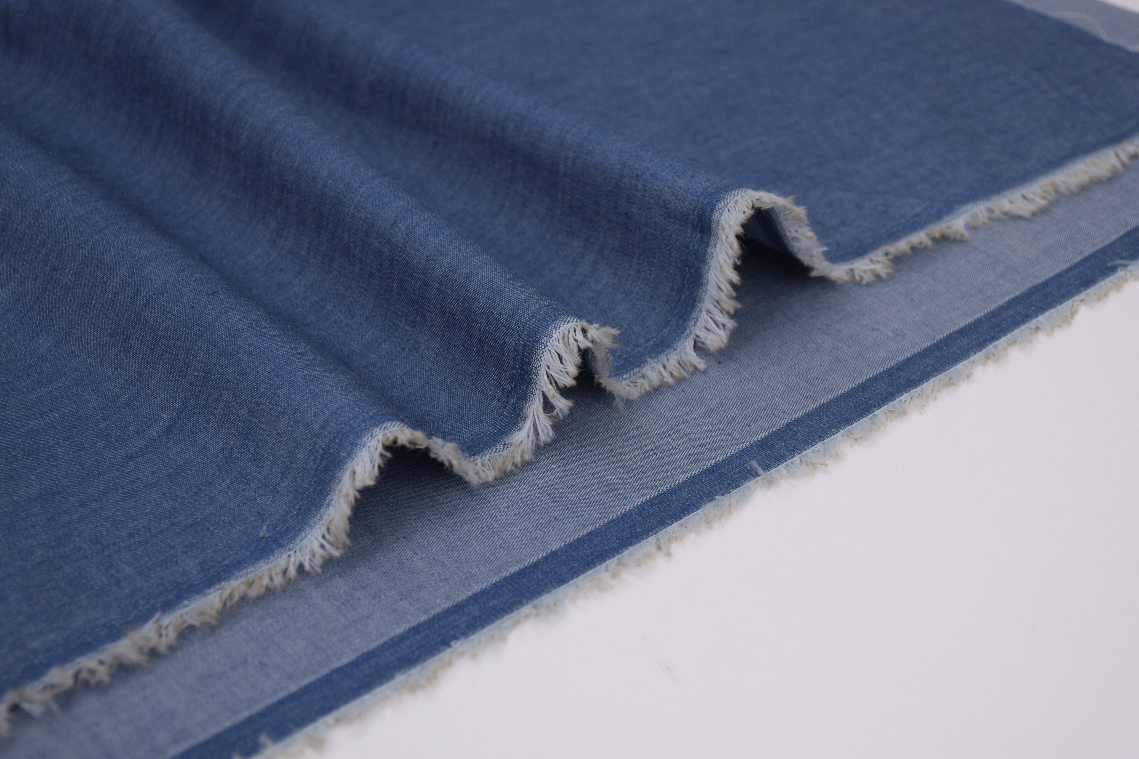 4oz Cotton Chambray Combed and Mercerized Denim Fabric - Light Blue Wash