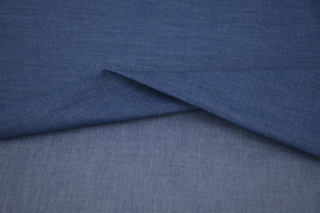 4oz Cotton Chambray Combed and Mercerized Denim Fabric - Light Blue Wash